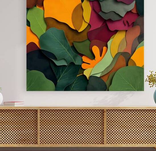 Botanical Fantasy Abstract Leaves Vibrant Forms by HASAG