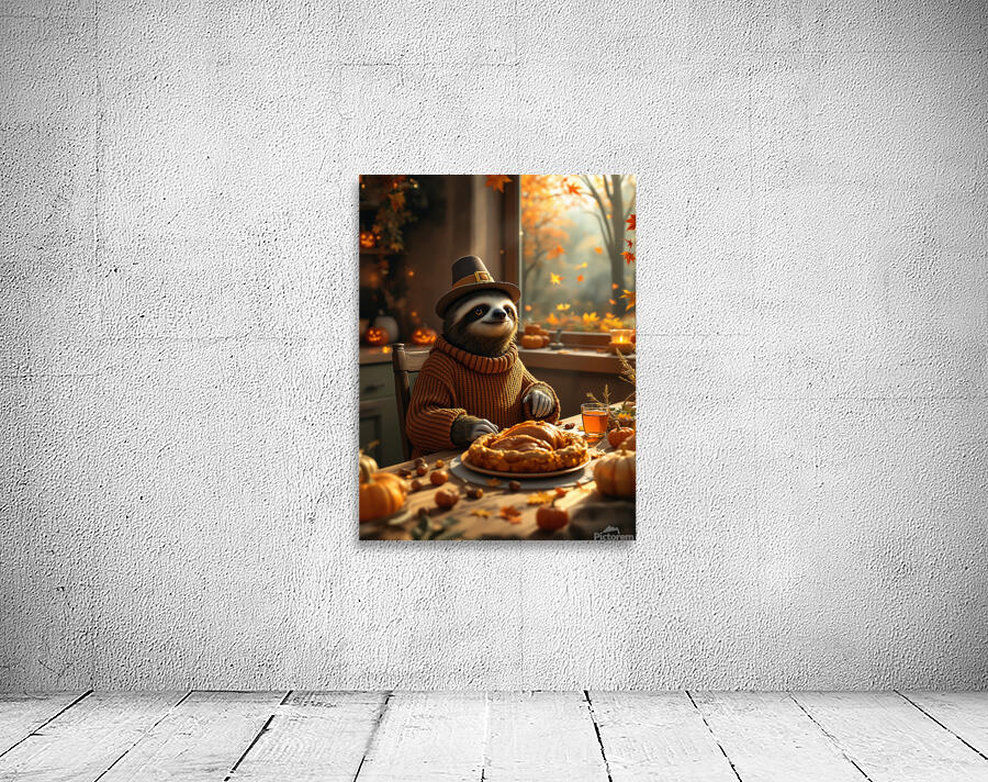 Adorable Sloth Celebrating Fall Wall Preview
