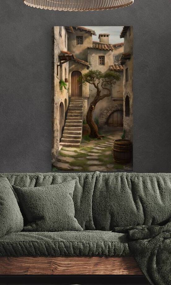 Detailed digital painting depicting a miniature scene of an ancient village. by AmaRi By