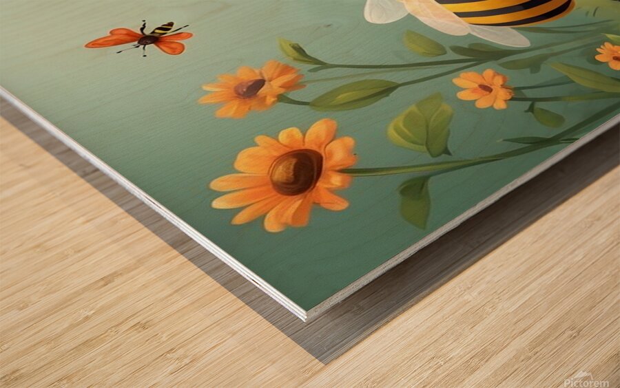 les abeilles en photo  Wood print