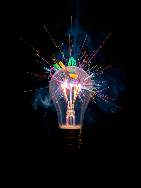 Exploding Neon Light Bulb Digital Download