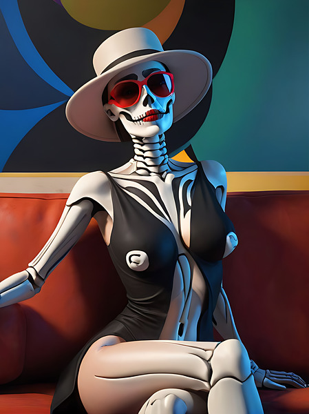 Skeletal Serenade A Hauntingly Elegant Portrait Digital Download