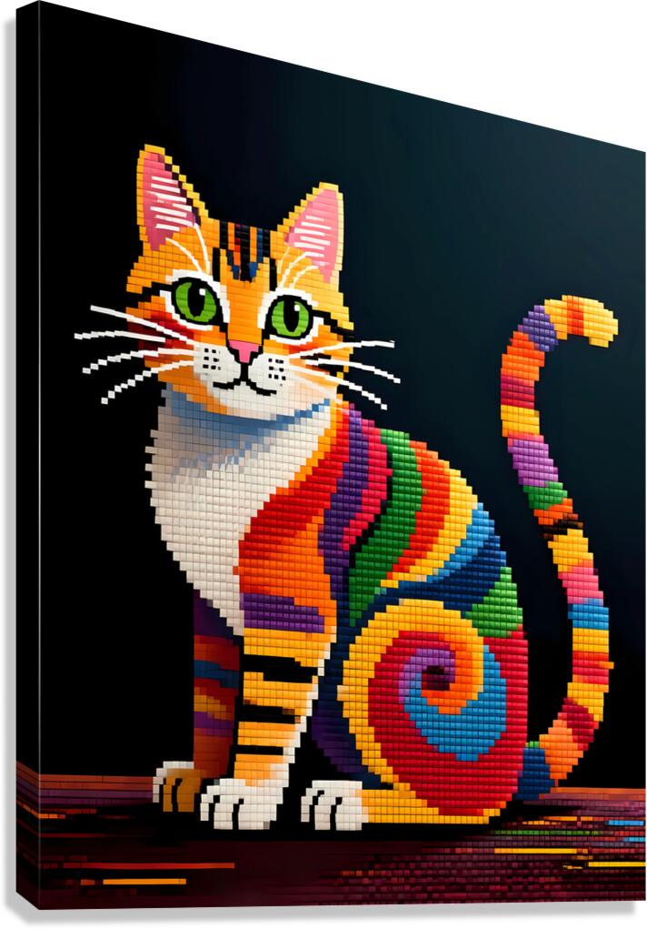 Whimsical Mosaic Cat Canvas Print