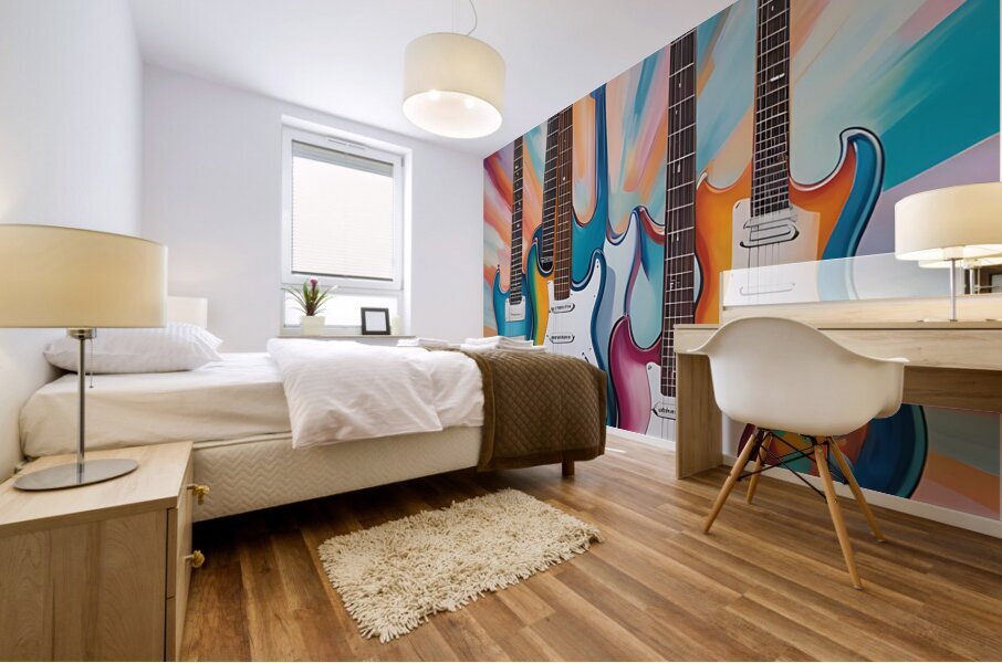 Rainbow Guitars Mural print