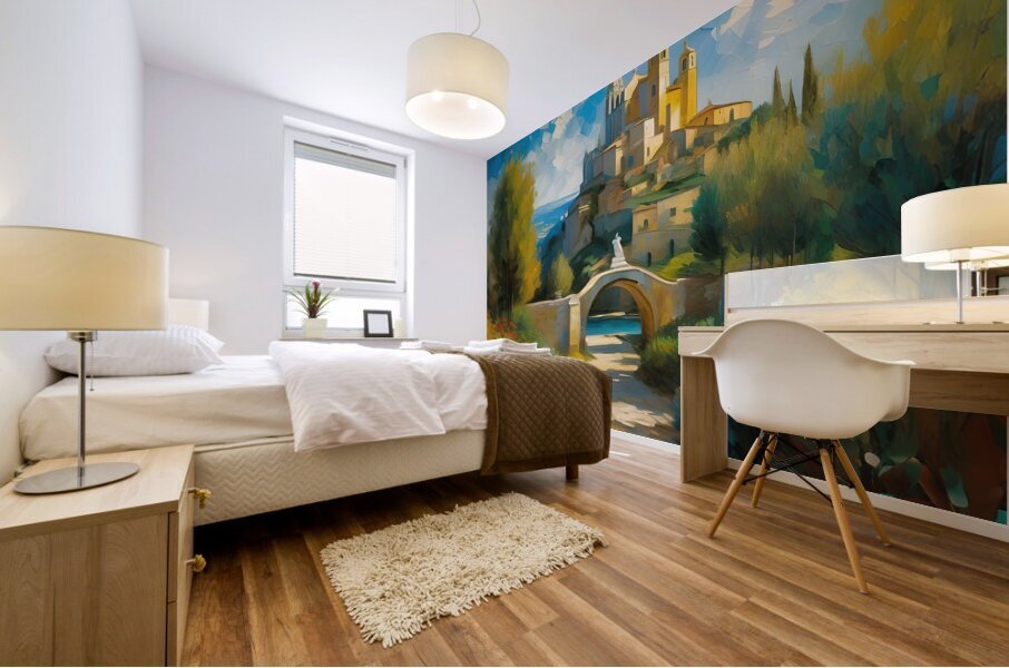 Hillside Village View Mural print