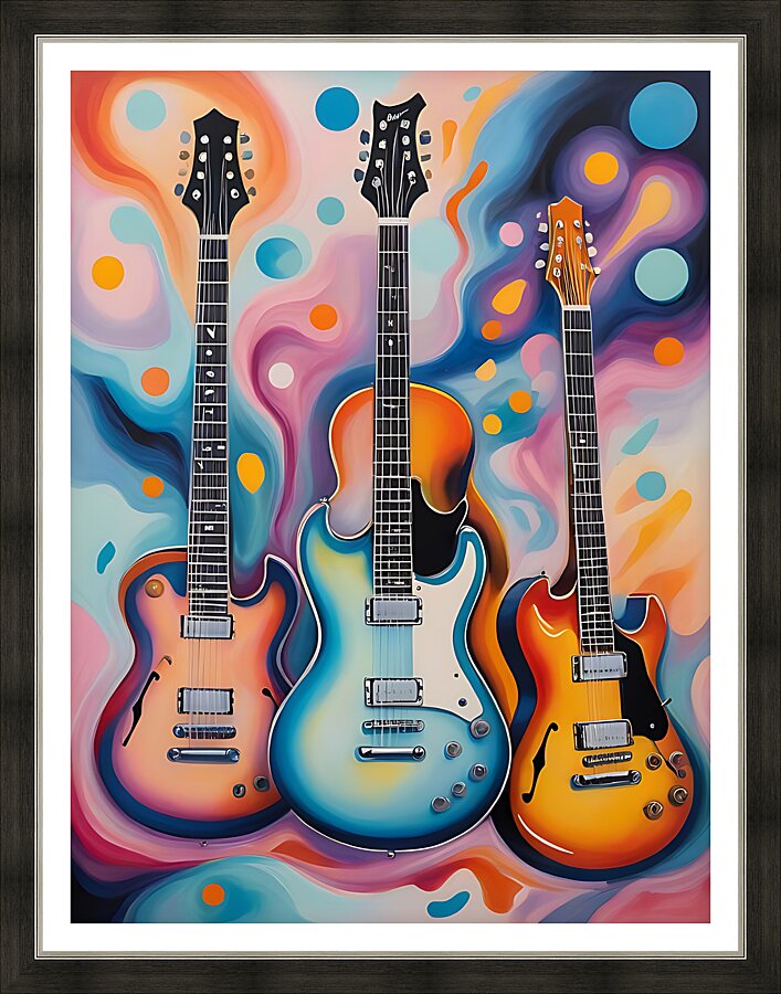 Rainbow Guitars 3 Picture Frame print