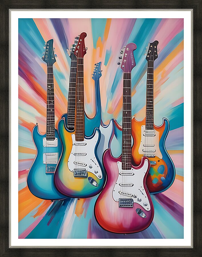 Rainbow Guitars Picture Frame print
