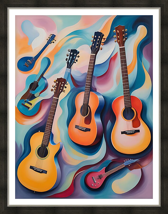 Rainbow Guitars 4 Picture Frame print