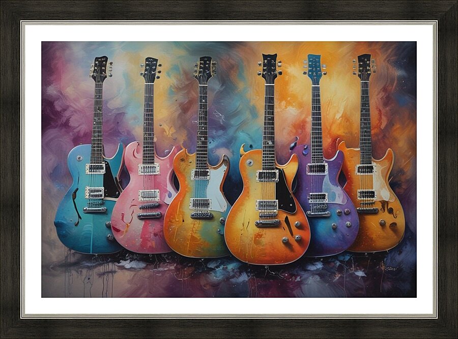 Rainbow Guitars 9 Picture Frame print