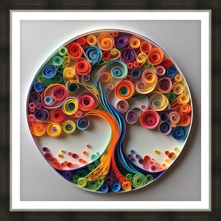 Colorful Paper Tree 16 Picture Frame print