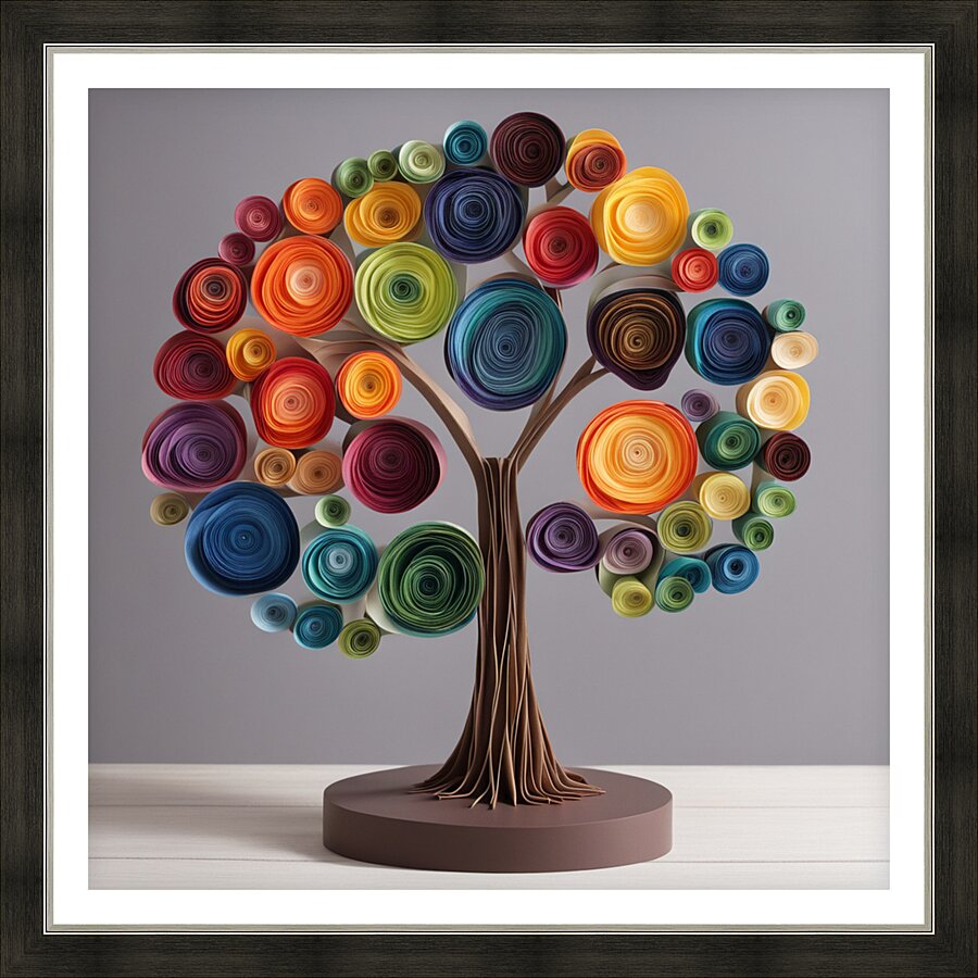Colorful Paper Tree 12 Picture Frame print