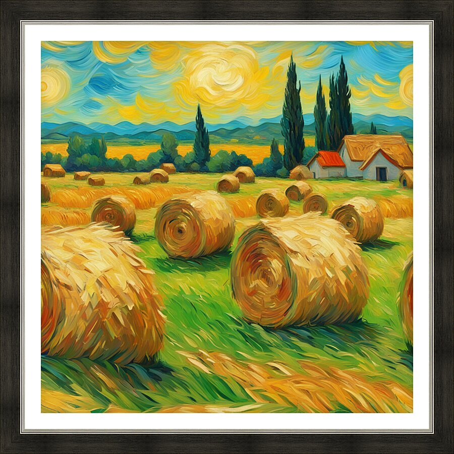 Hay bales 8 Picture Frame print