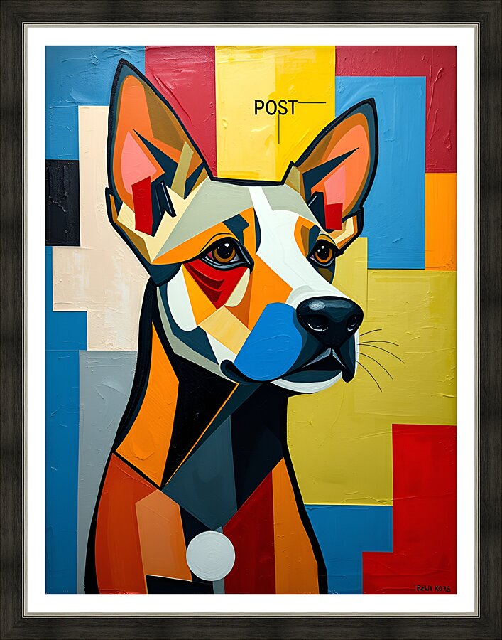 Vibrant Dog Artwork 9 Picture Frame print