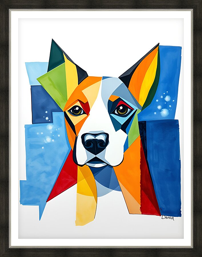 Vibrant Dog Artwork 13 Picture Frame print