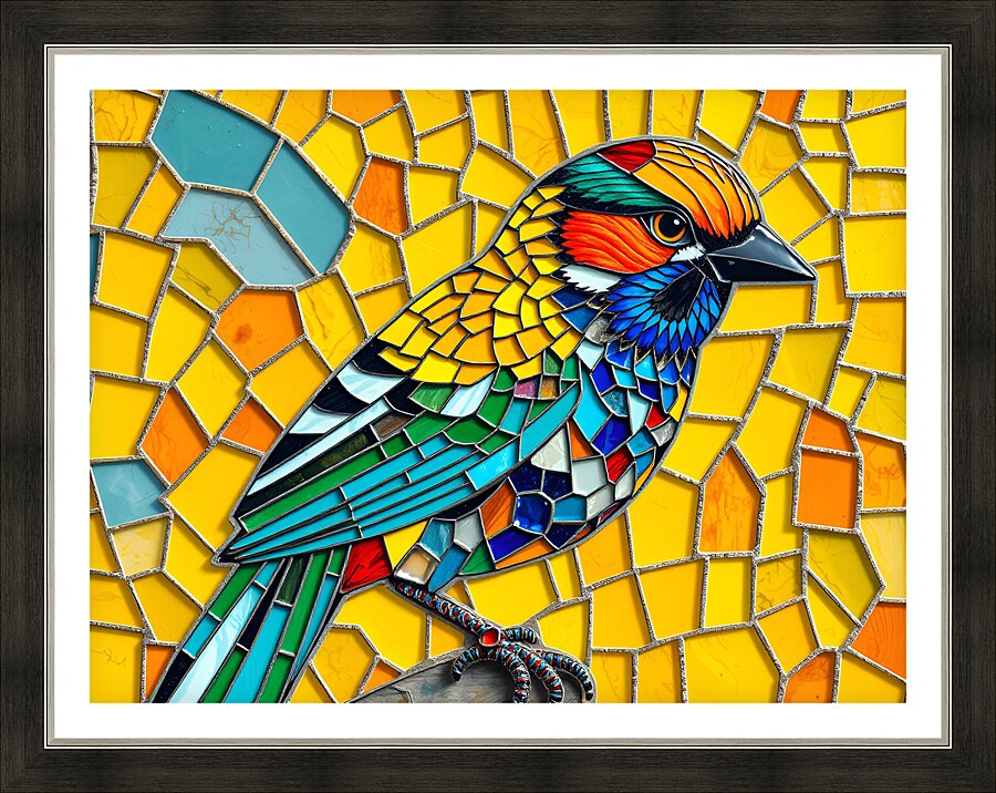 Bird stained glass 6 Picture Frame print