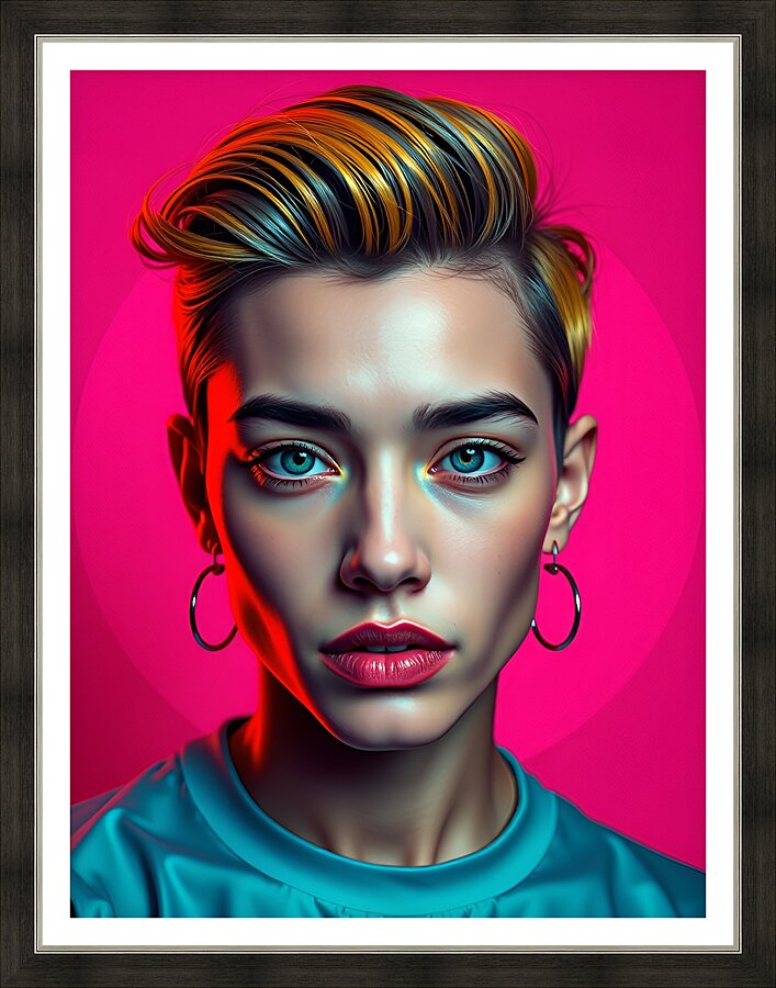 Digital Portrait 12 Picture Frame print