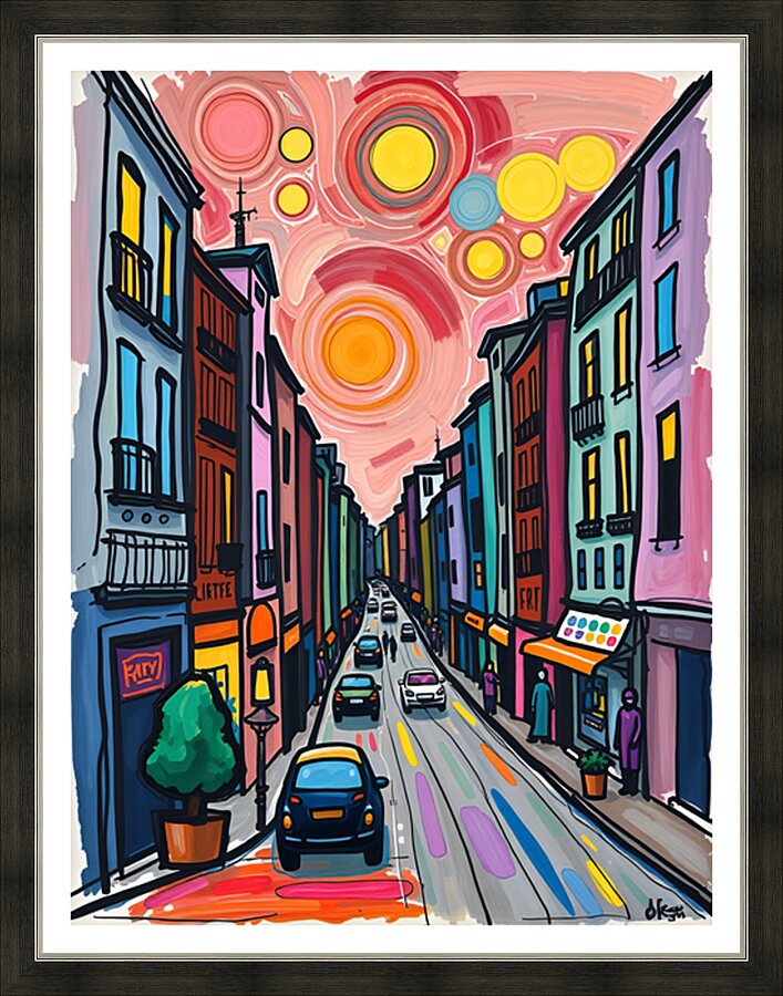 Colorful Cityscape Picture Frame print
