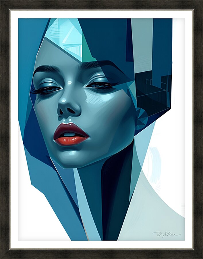Silhouette in Blue 6 Picture Frame print