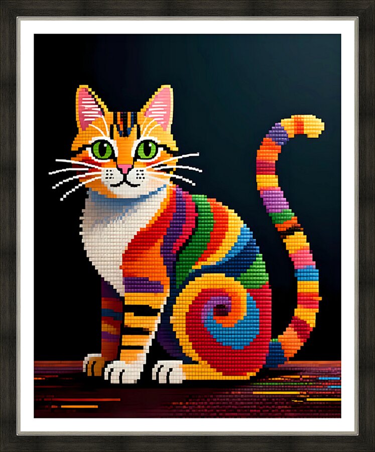 Whimsical Mosaic Cat Picture Frame print