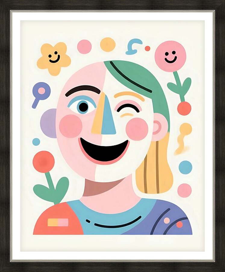Cheerful Abstract Portrait Picture Frame print