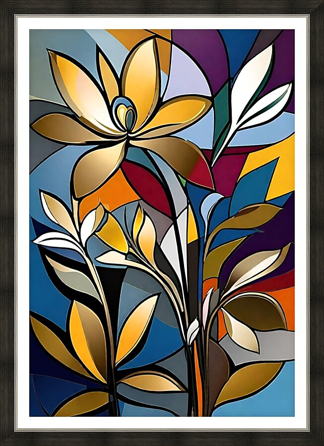 Golden Blooms Picture Frame print