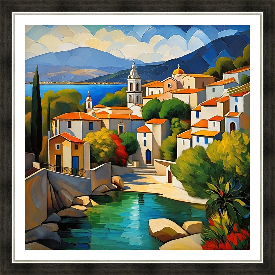 Coastal Village View Picture Frame print