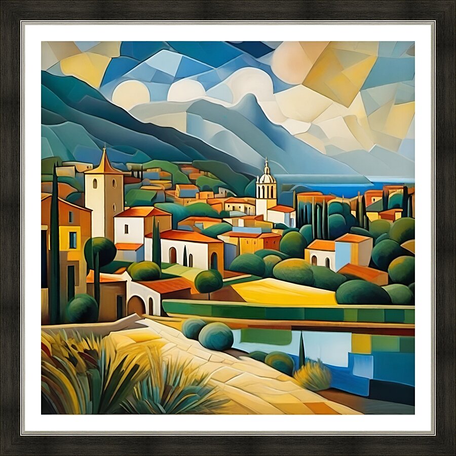 Mediterranean Village Picture Frame print