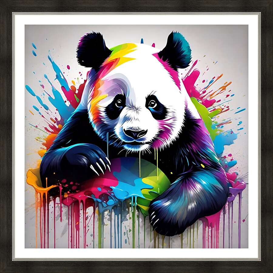 Rainbow Panda Burst Picture Frame print