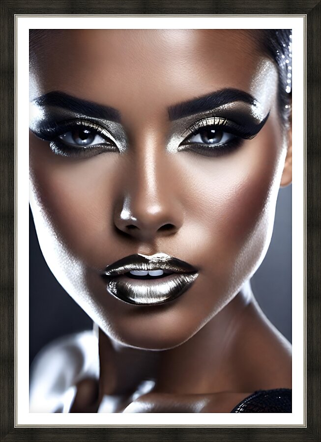 Silver Stardust Lips Picture Frame print