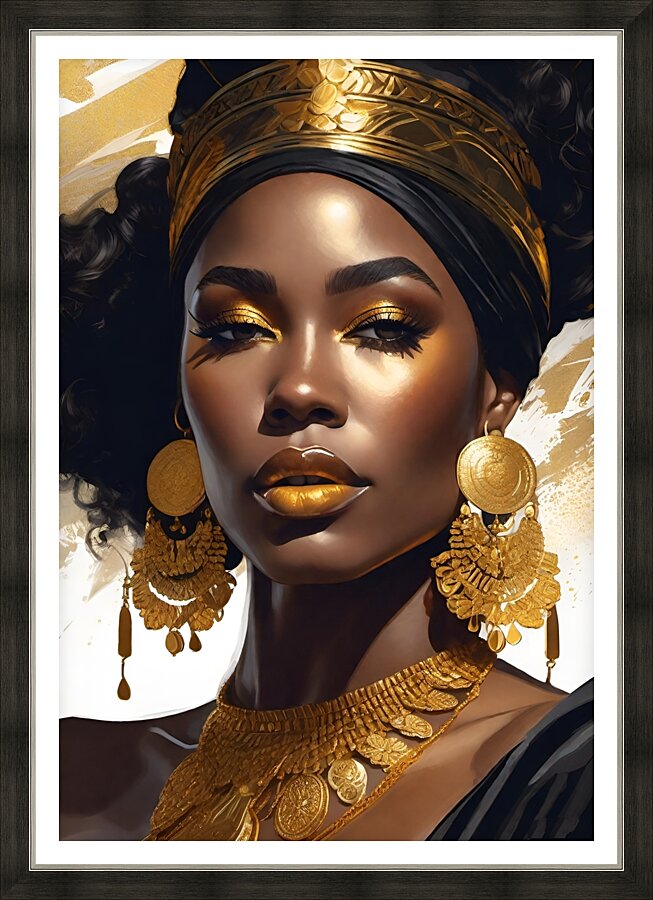 Gold and black 13 Picture Frame print
