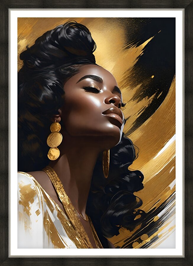 Gold and black 14 Picture Frame print