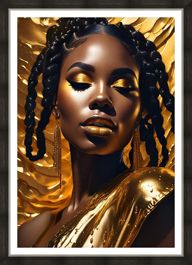 Gold and black 23 Picture Frame print