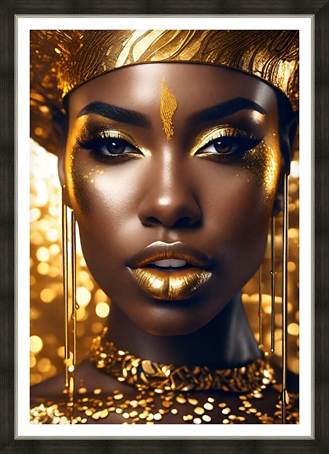 Gold and black 6 Picture Frame print