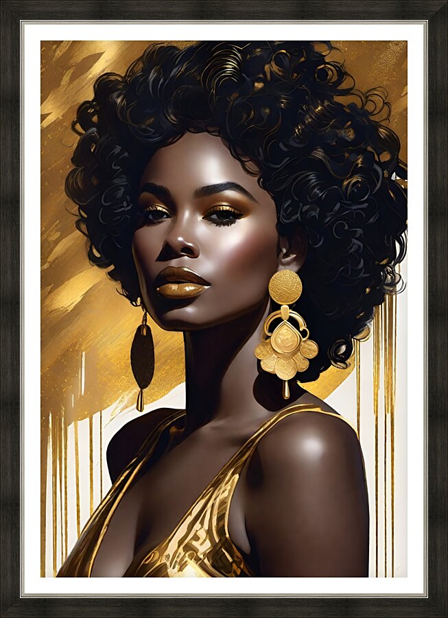 Gold and black 15 Picture Frame print