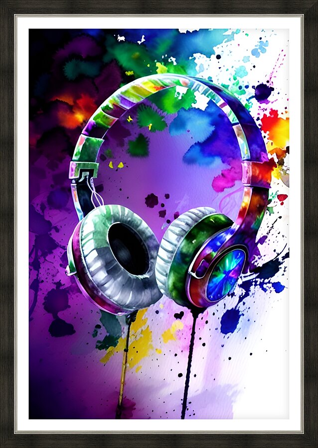 Electrifying Headphones Picture Frame print