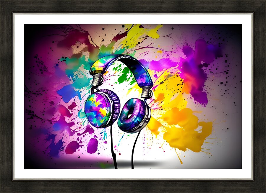 Electrifying Headphones  3 Picture Frame print