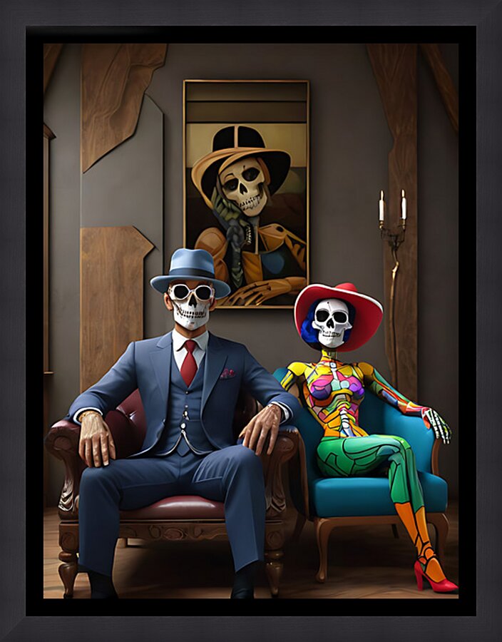 Skeleton Duo Picture Frame print