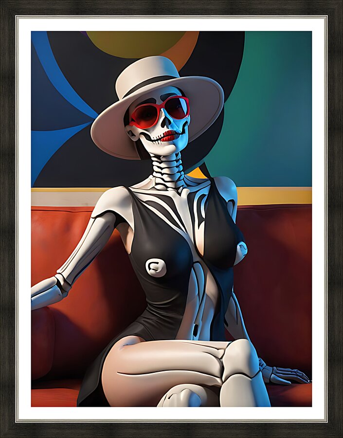 Skeletal Serenade A Hauntingly Elegant Portrait Picture Frame print