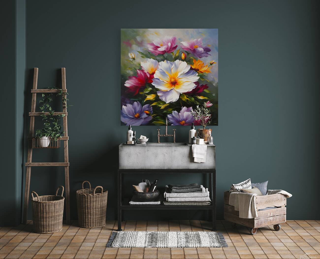 Colorful Floral Art 23 Reproduction