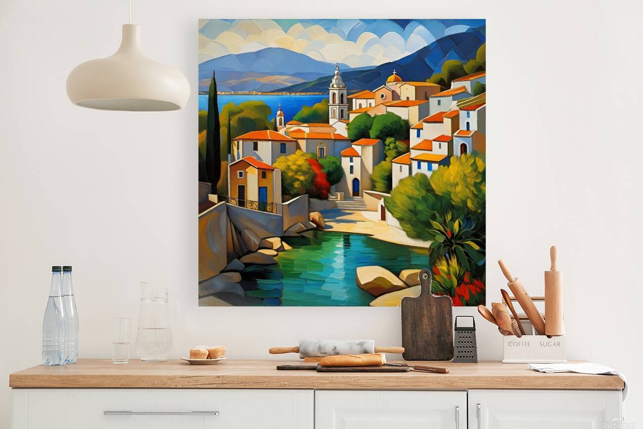 Coastal Village View Reproduction