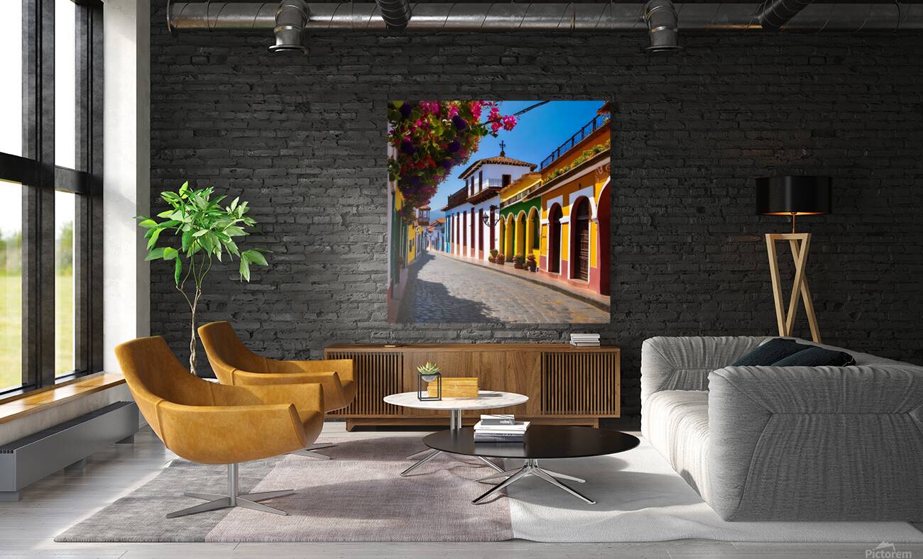Colorful Cobblestone Street Reproduction
