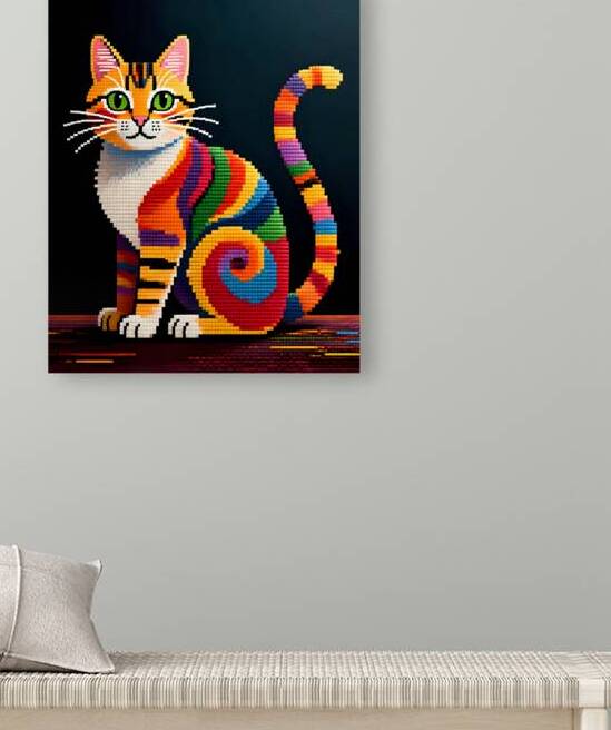 Whimsical Mosaic Cat Reproduction