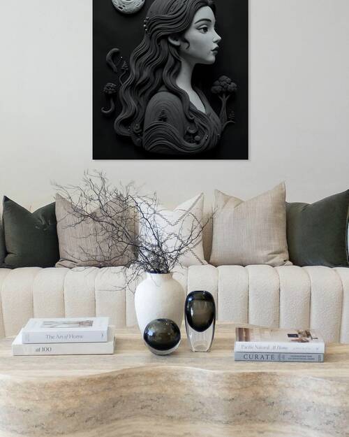 Surreal Stone Profile with Eye Moon Reproduction