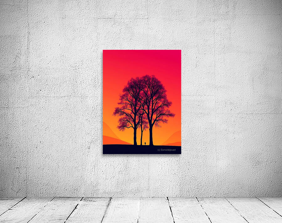 Silhouetted Tree at Sunset Wall Preview
