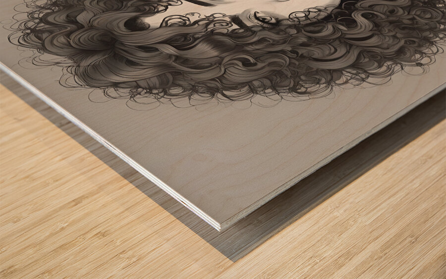 Curly Hair Character Design 22 Wood print