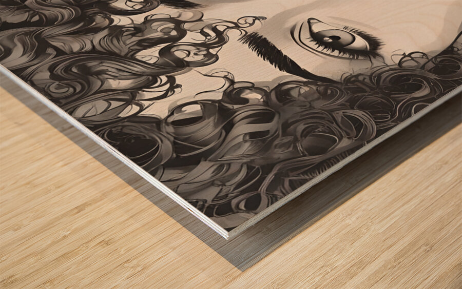 Curly Hair Character Design 6 Wood print