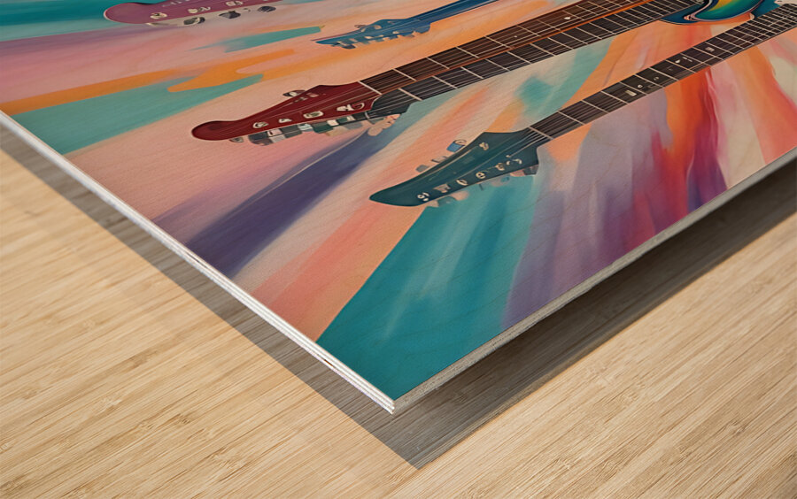 Rainbow Guitars Wood print