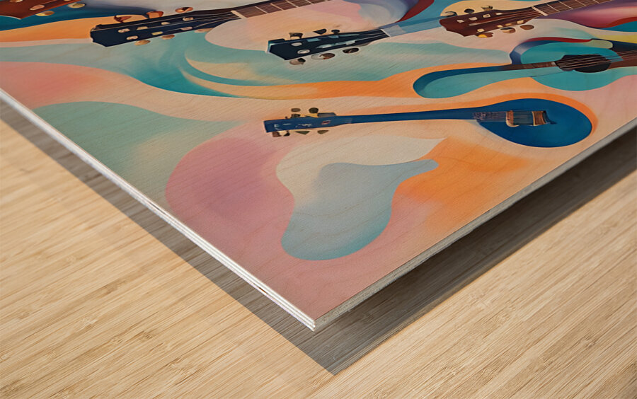 Rainbow Guitars 4 Wood print