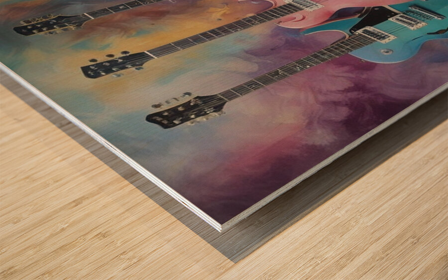 Rainbow Guitars 9 Wood print