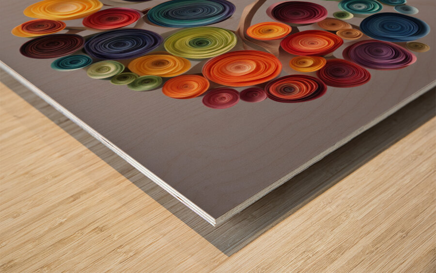 Colorful Paper Tree 12 Wood print